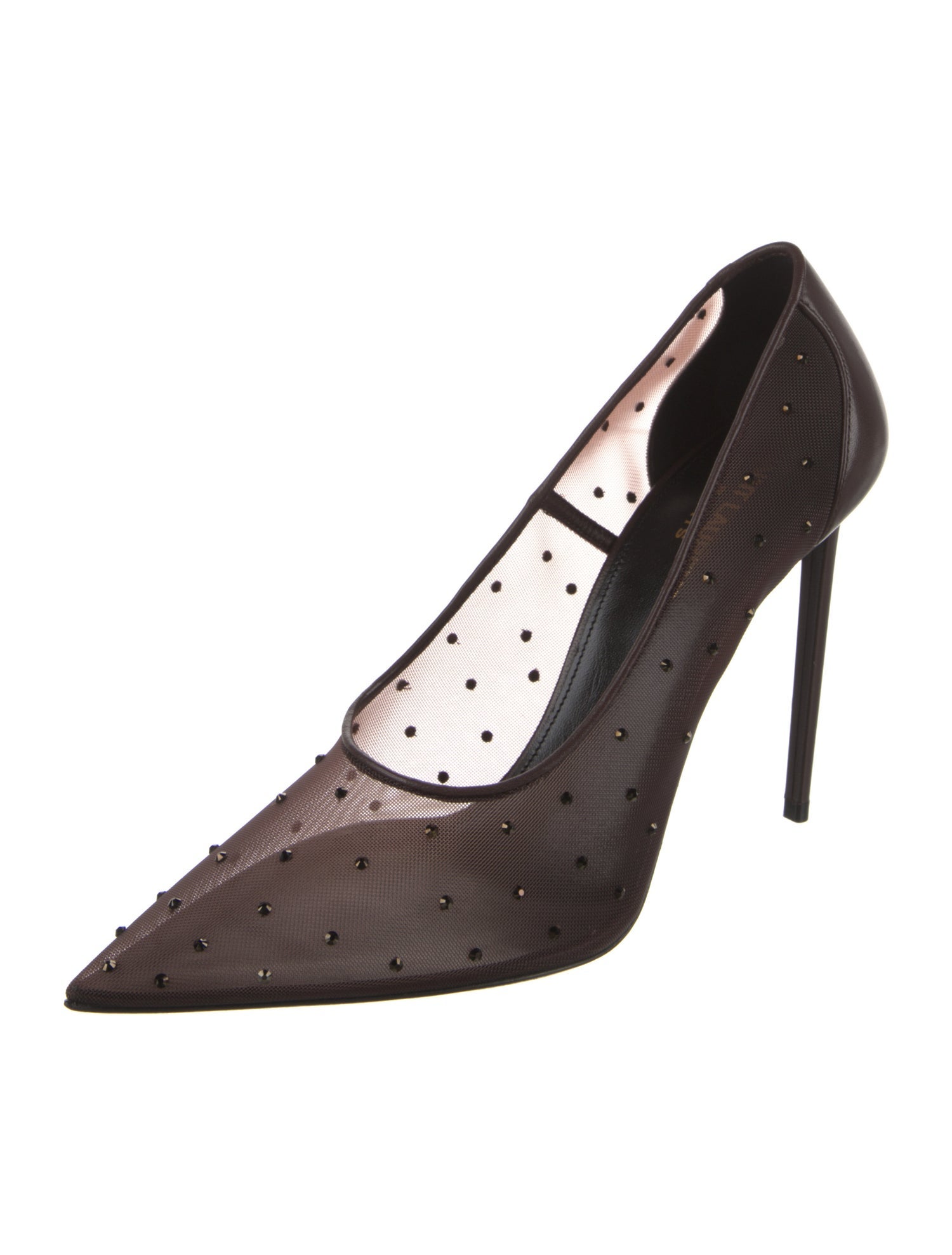 Saint Laurent Mesh Crystal Embellishments Pumps
