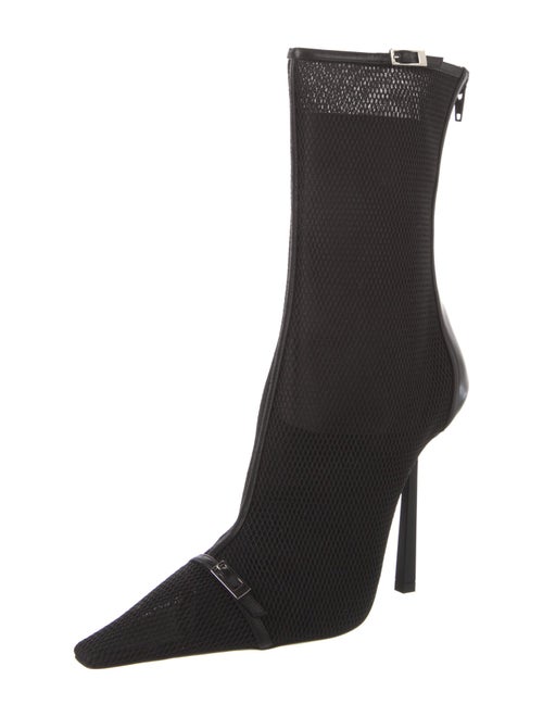 Saint Laurent Mesh Leather Trim Embellishment Sock Boots