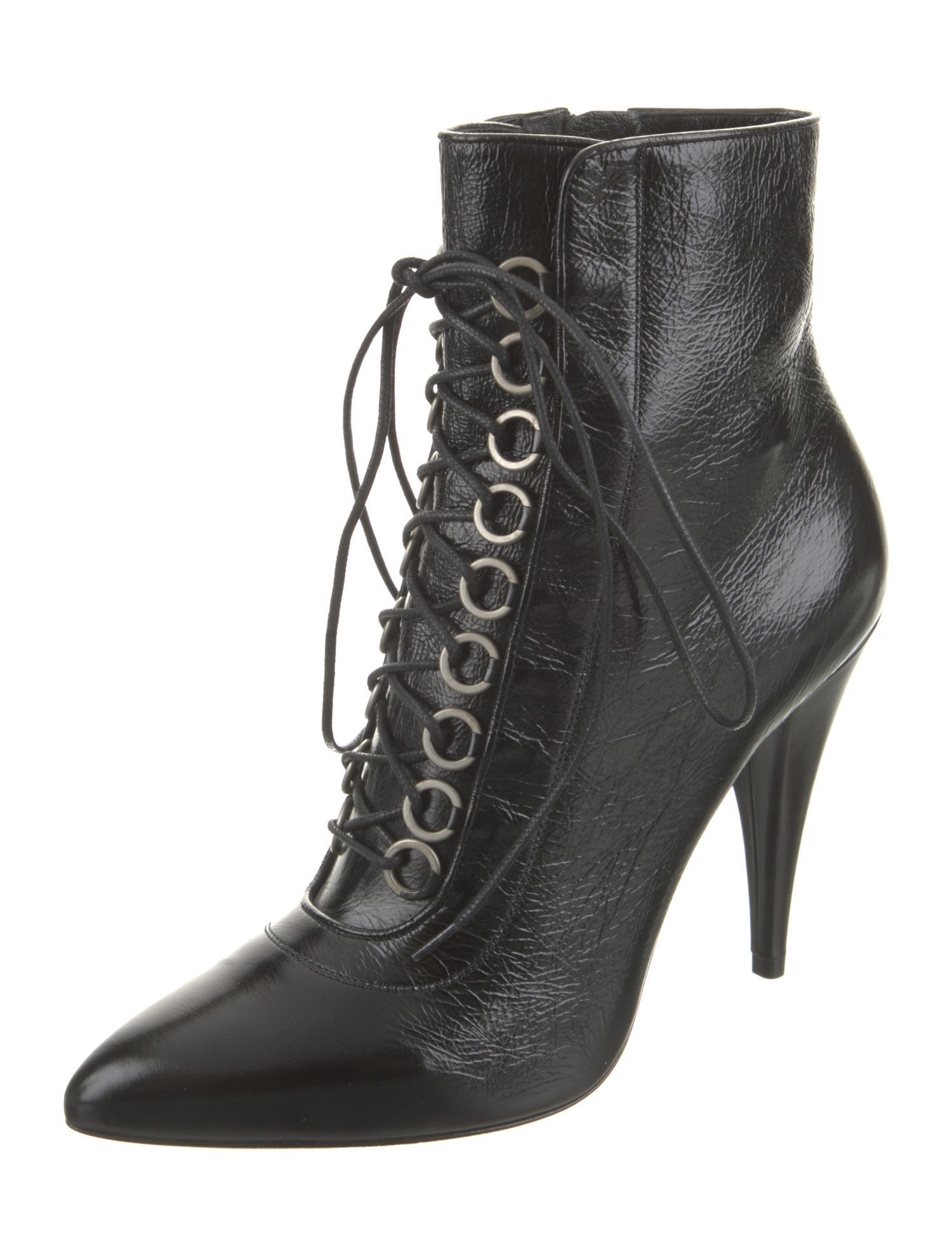 Saint Laurent Leather Lace-Up Boots