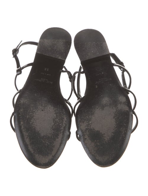 Saint Laurent Signature Logo Patent Leather Slingback Sandals