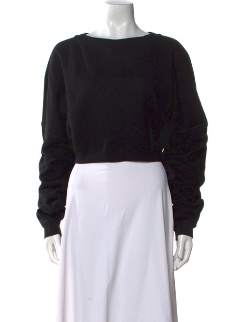 Saint Laurent Bateau Neckline Long Sleeve Crop Top