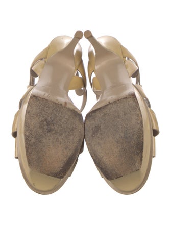 Saint Laurent Patent Leather Cutout Accent T-Strap Sandals
