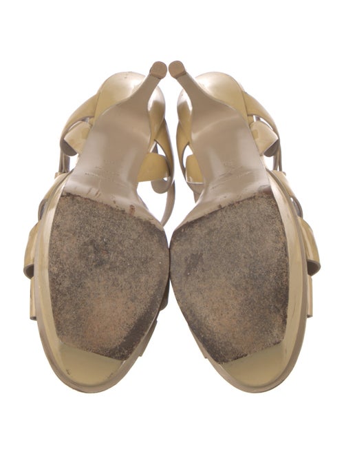 Saint Laurent Patent Leather Cutout Accent T-Strap Sandals