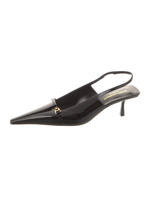 Saint Laurent Patent Leather Crystal Embellishments Slingback Pumps