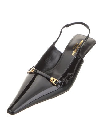 Saint Laurent Patent Leather Crystal Embellishments Slingback Pumps