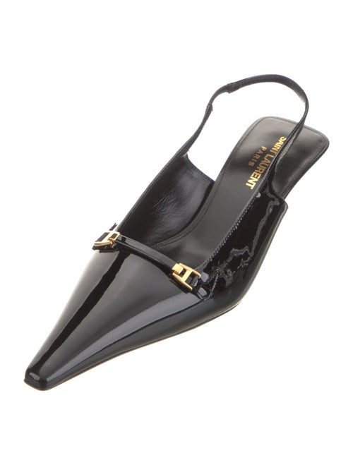 Saint Laurent Patent Leather Crystal Embellishments Slingback Pumps
