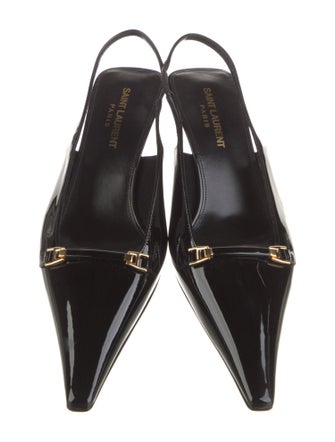 Saint Laurent Patent Leather Crystal Embellishments Slingback Pumps