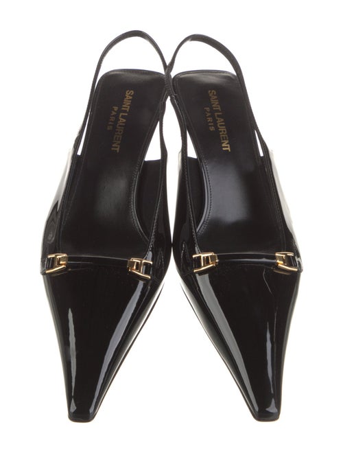 Saint Laurent Patent Leather Crystal Embellishments Slingback Pumps