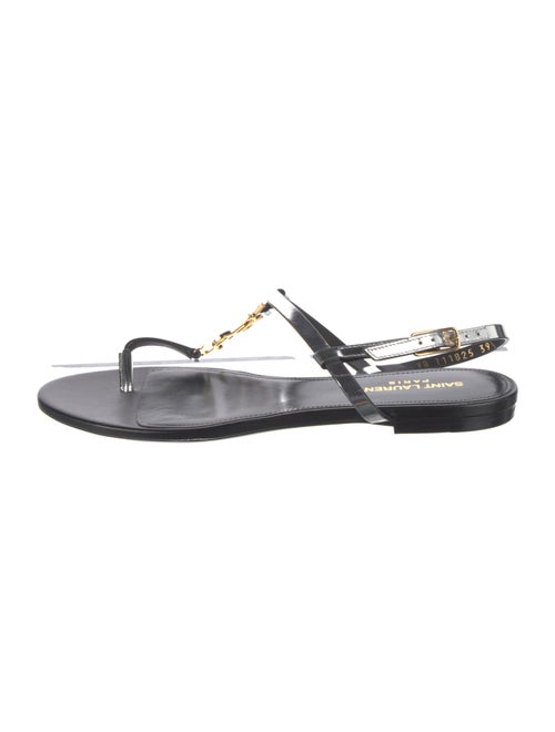 Saint Laurent Signature Logo Leather Slingback Sandals
