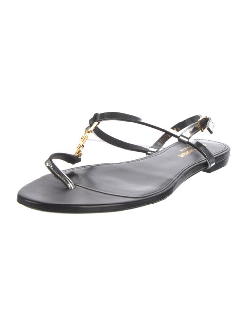 Saint Laurent Signature Logo Leather Slingback Sandals