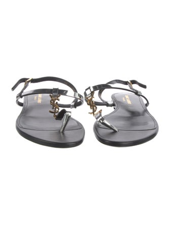 Saint Laurent Signature Logo Leather Slingback Sandals