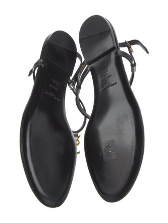 Saint Laurent Signature Logo Leather Slingback Sandals