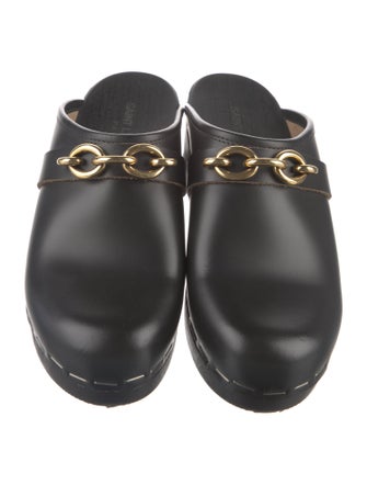 Saint Laurent Leather Chain-Link Accents Mules