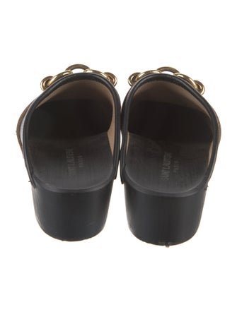 Saint Laurent Leather Chain-Link Accents Mules