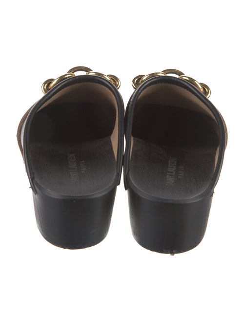 Saint Laurent Leather Chain-Link Accents Mules