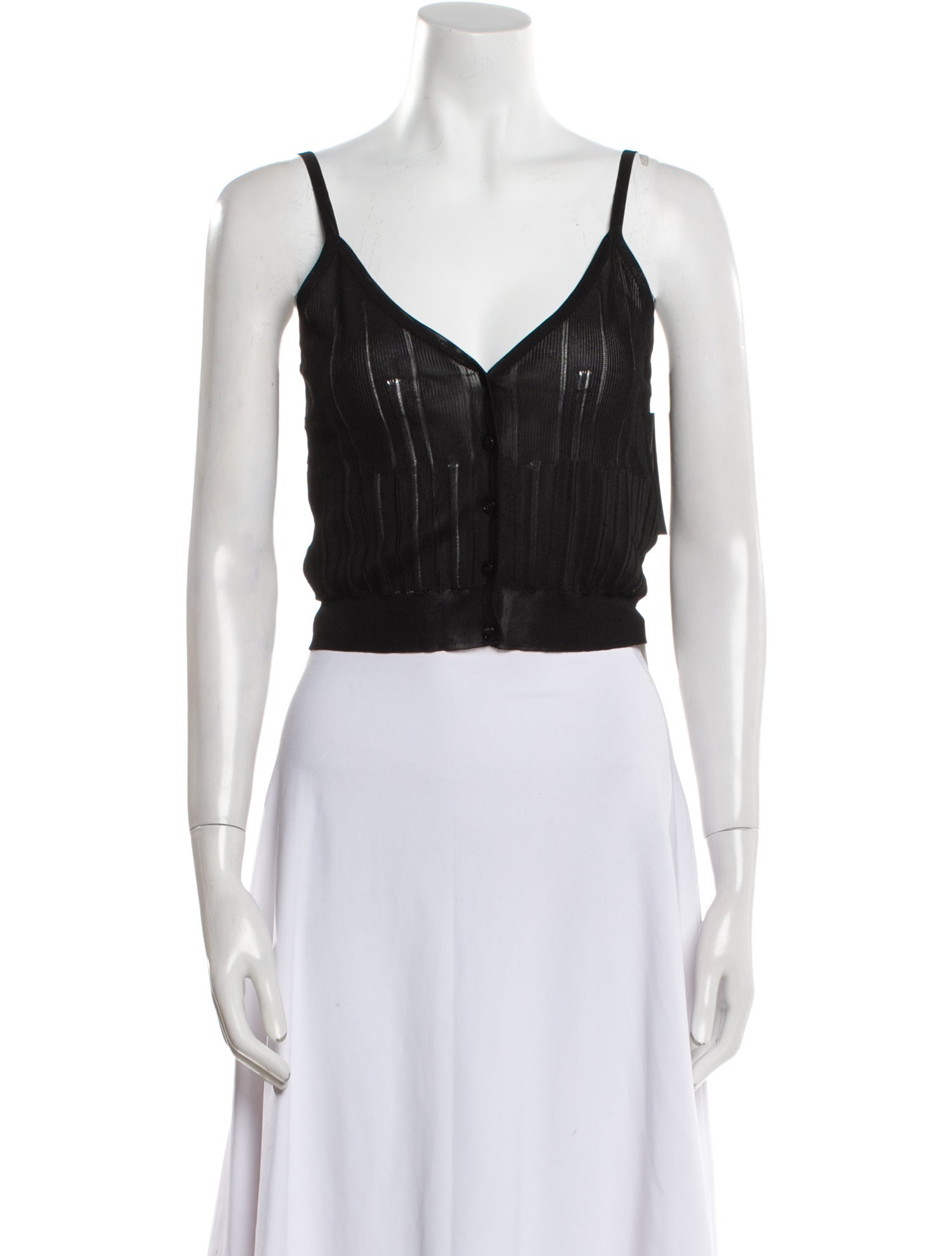 Saint Laurent V-Neck Sleeveless Crop Top