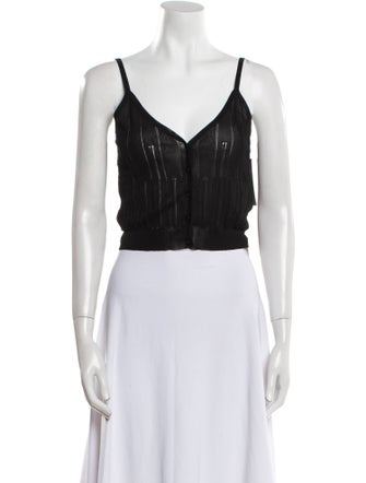 Saint Laurent V-Neck Sleeveless Crop Top