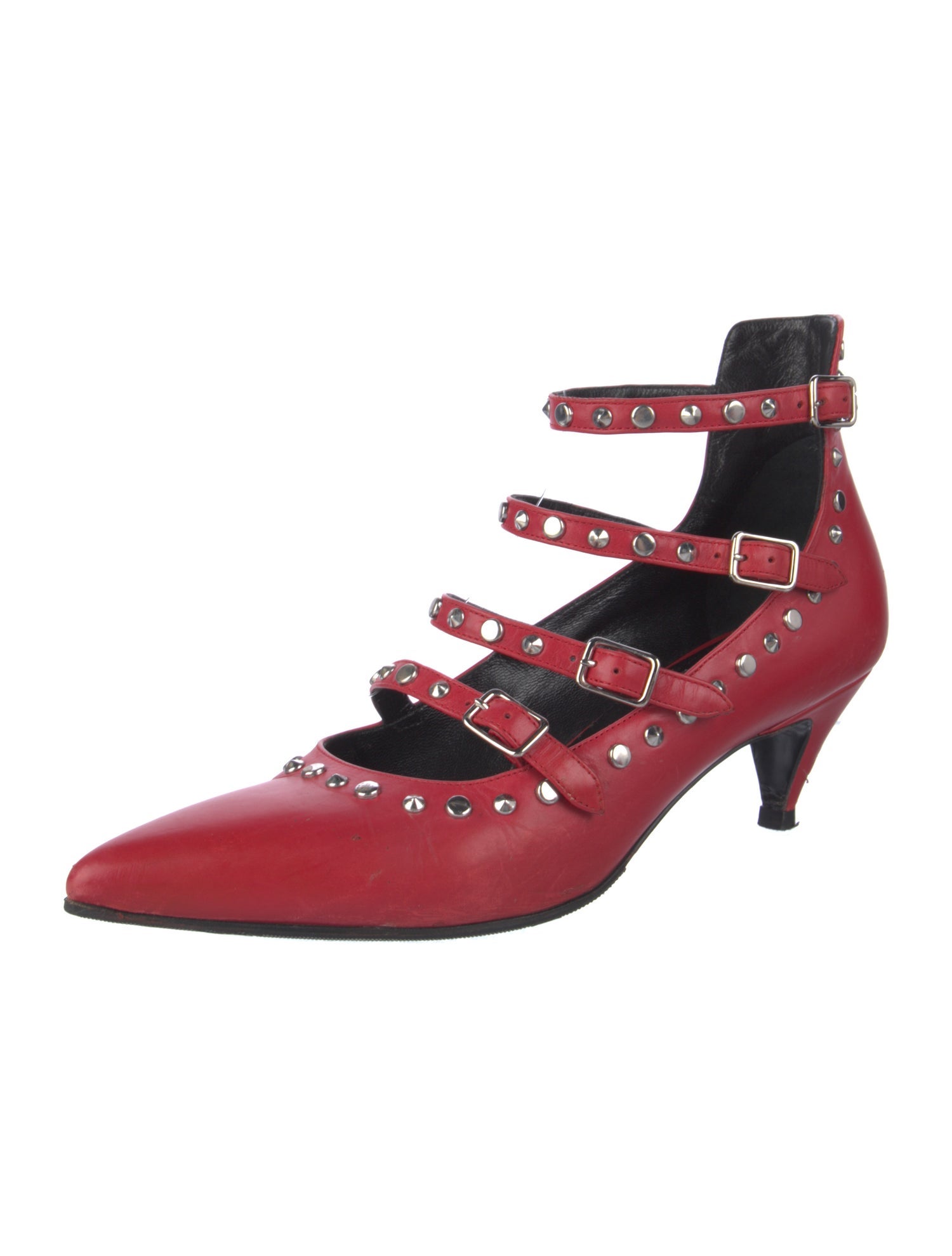 Saint Laurent Spike Accents Leather Pumps