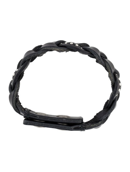 Saint Laurent Leather Stud Braided Bracelet