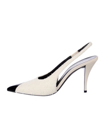 Saint Laurent Leather Trim Embellishment Slingback Pumps