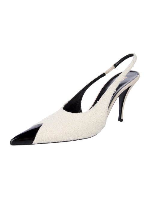 Saint Laurent Leather Trim Embellishment Slingback Pumps