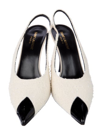Saint Laurent Leather Trim Embellishment Slingback Pumps