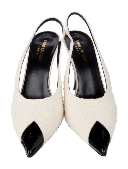 Saint Laurent Leather Trim Embellishment Slingback Pumps