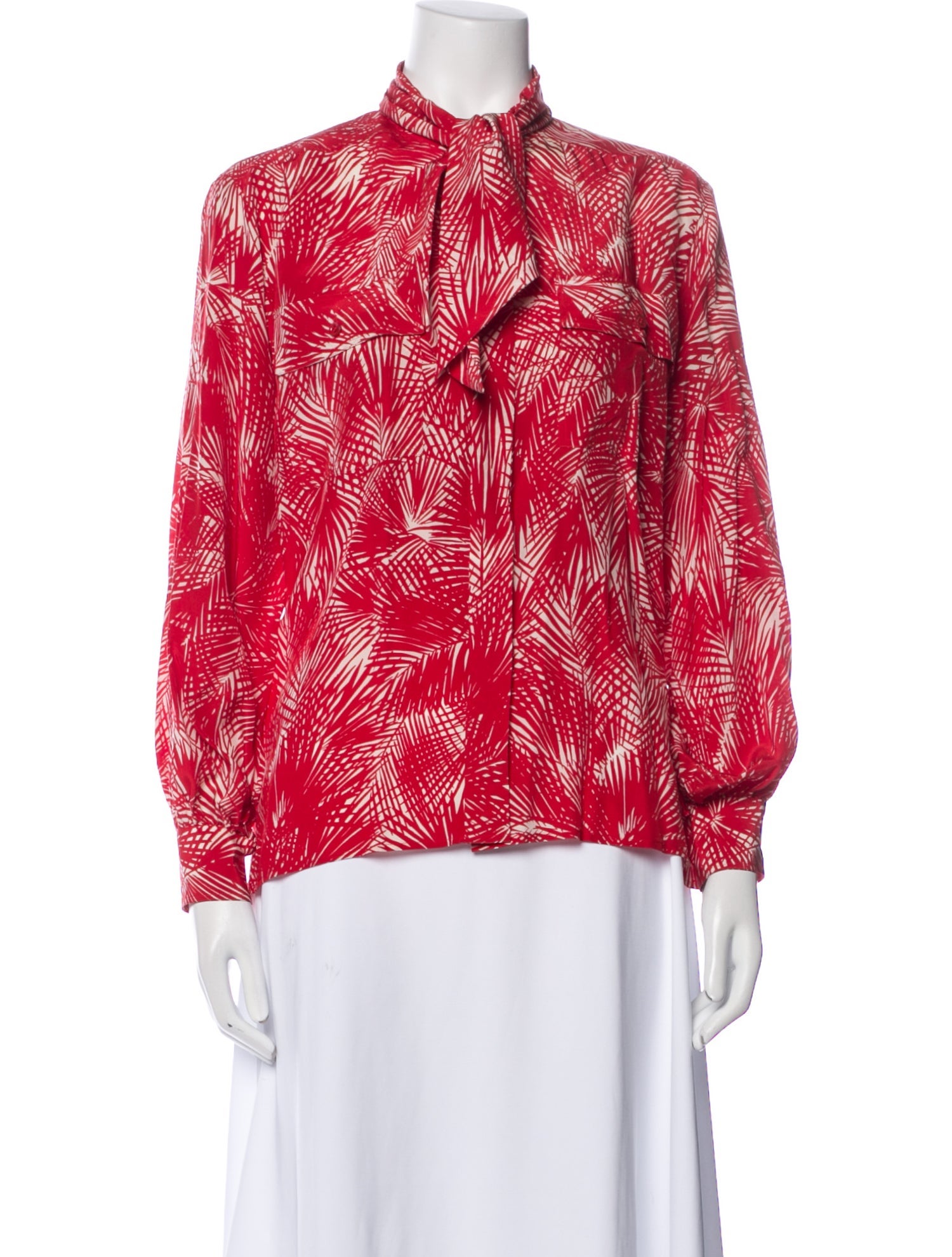 Saint Laurent Printed Mock Neck Blouse