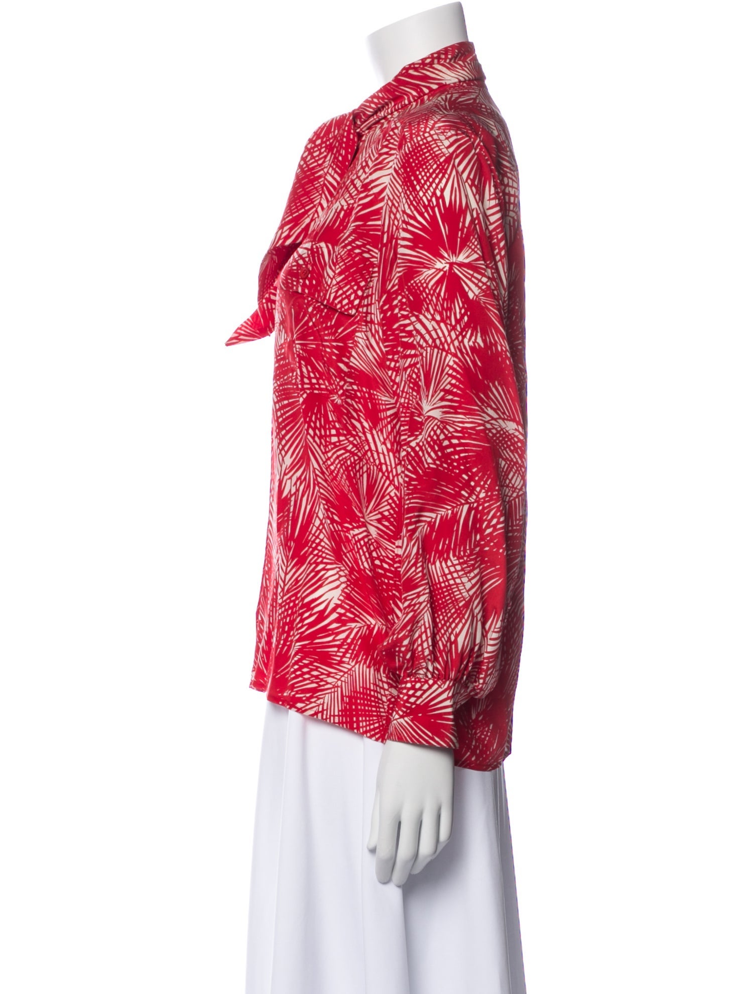 Saint Laurent Printed Mock Neck Blouse