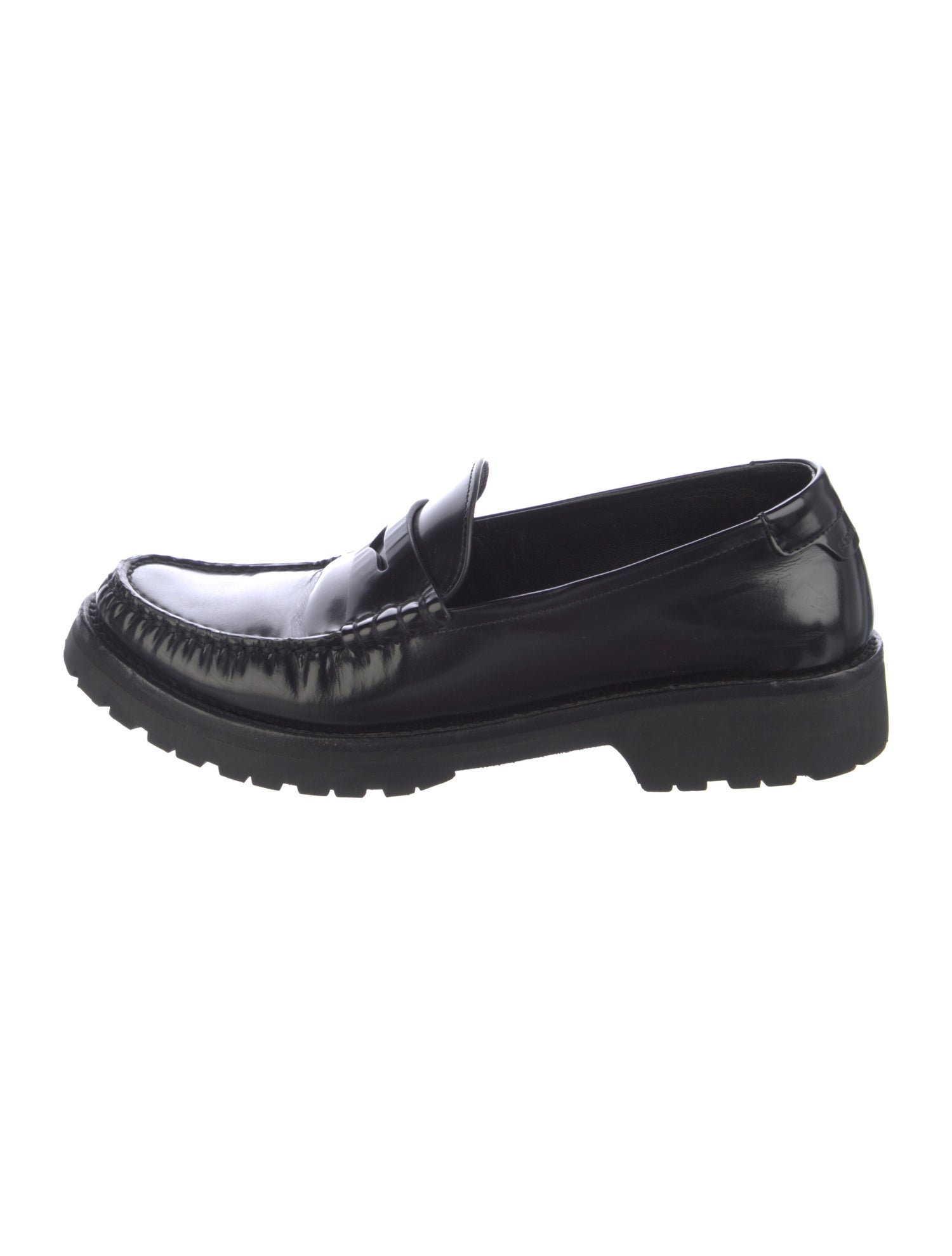 Saint Laurent Leather Whipstitch Trim Loafers