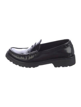 Saint Laurent Leather Whipstitch Trim Loafers