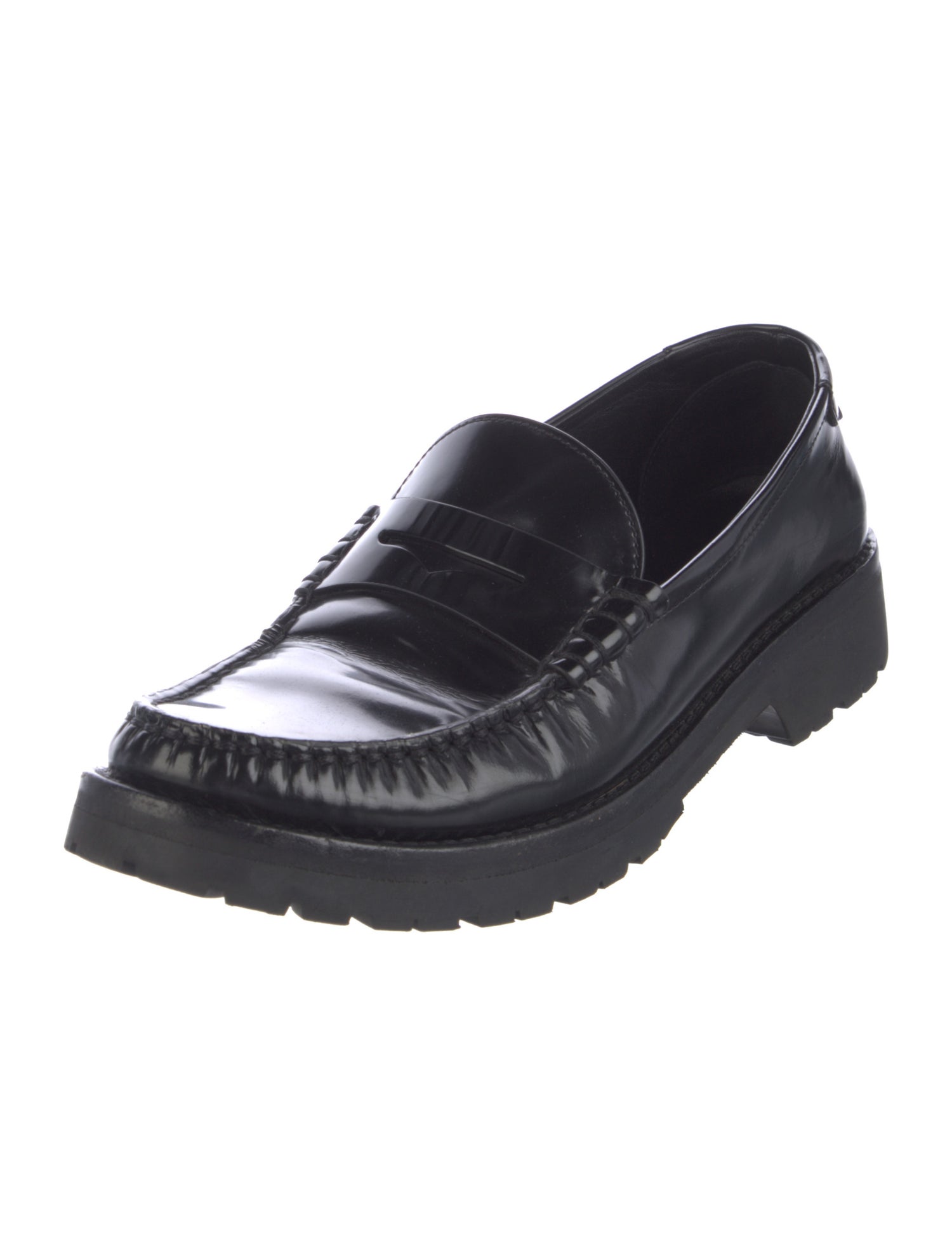 Saint Laurent Leather Whipstitch Trim Loafers