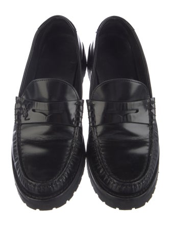 Saint Laurent Leather Whipstitch Trim Loafers