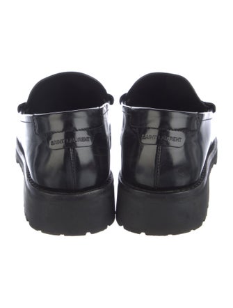 Saint Laurent Leather Whipstitch Trim Loafers