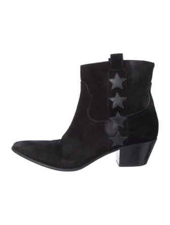 Saint Laurent Suede Embroidered Accent Western Boots