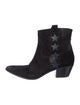 Saint Laurent Suede Embroidered Accent Western Boots