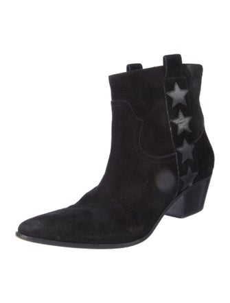 Saint Laurent Suede Embroidered Accent Western Boots