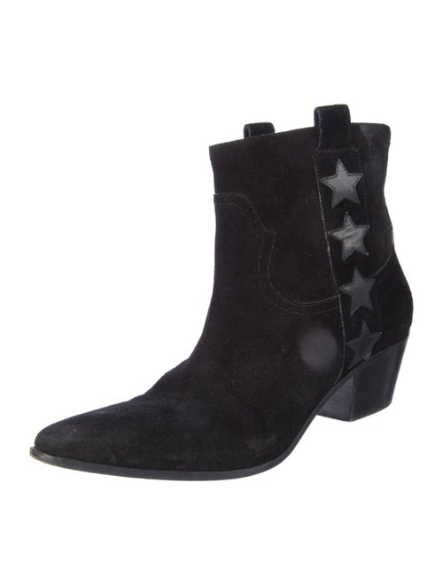 Saint Laurent Suede Embroidered Accent Western Boots