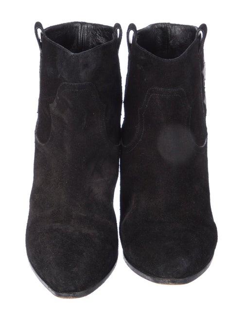Saint Laurent Suede Embroidered Accent Western Boots