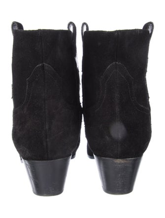 Saint Laurent Suede Embroidered Accent Western Boots