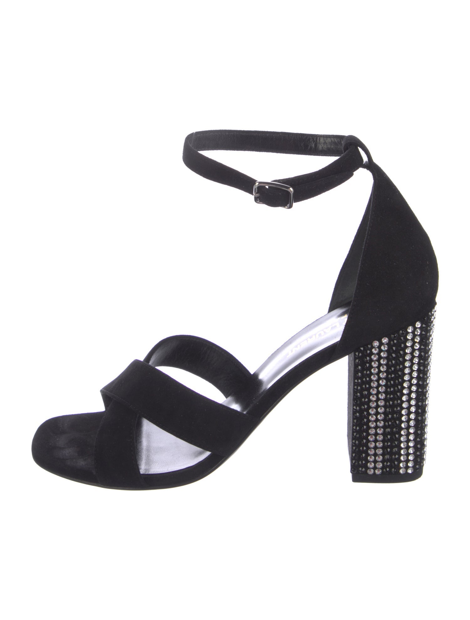 Saint Laurent Suede Crystal Embellishments Sandals