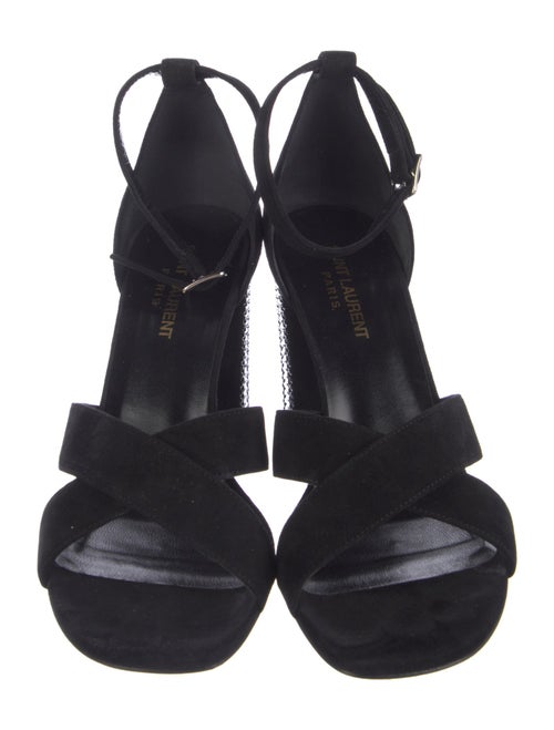 Saint Laurent Suede Crystal Embellishments Sandals