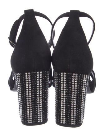 Saint Laurent Suede Crystal Embellishments Sandals