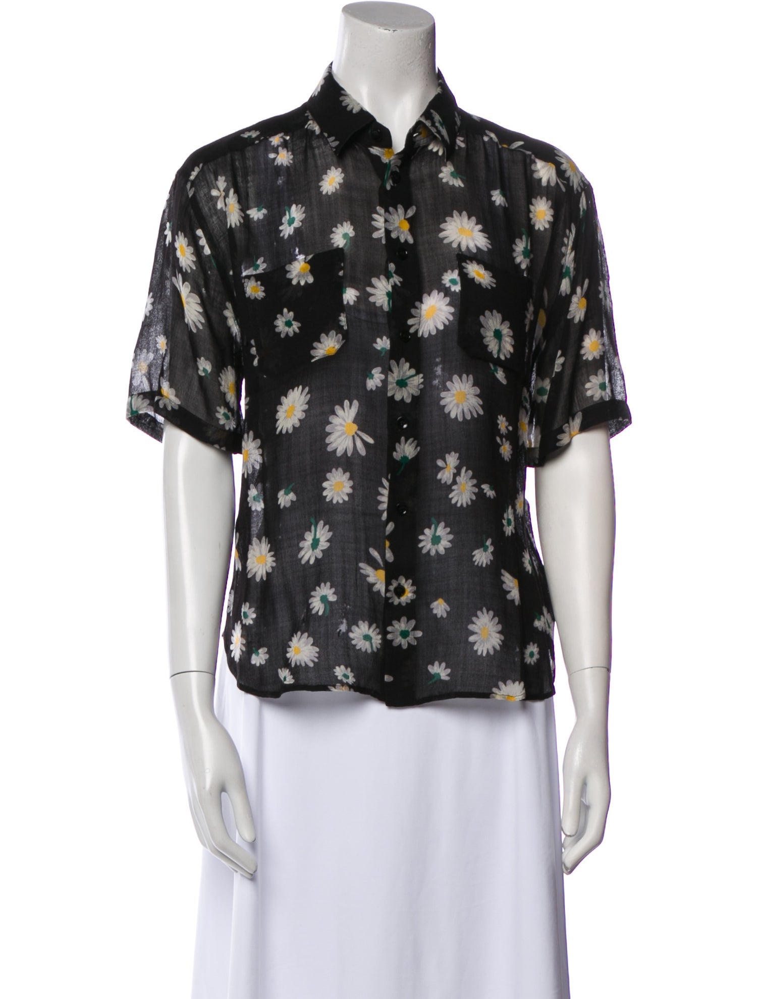 Saint Laurent Virgin Wool Printed Button-Up Top