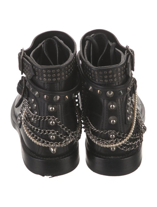 Saint Laurent Leather Chain-Link Accents Combat Boots