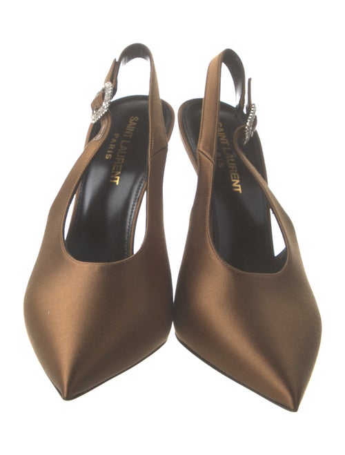 Saint Laurent Satin Crystal Embellishments Slingback Pumps