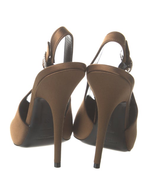 Saint Laurent Satin Crystal Embellishments Slingback Pumps