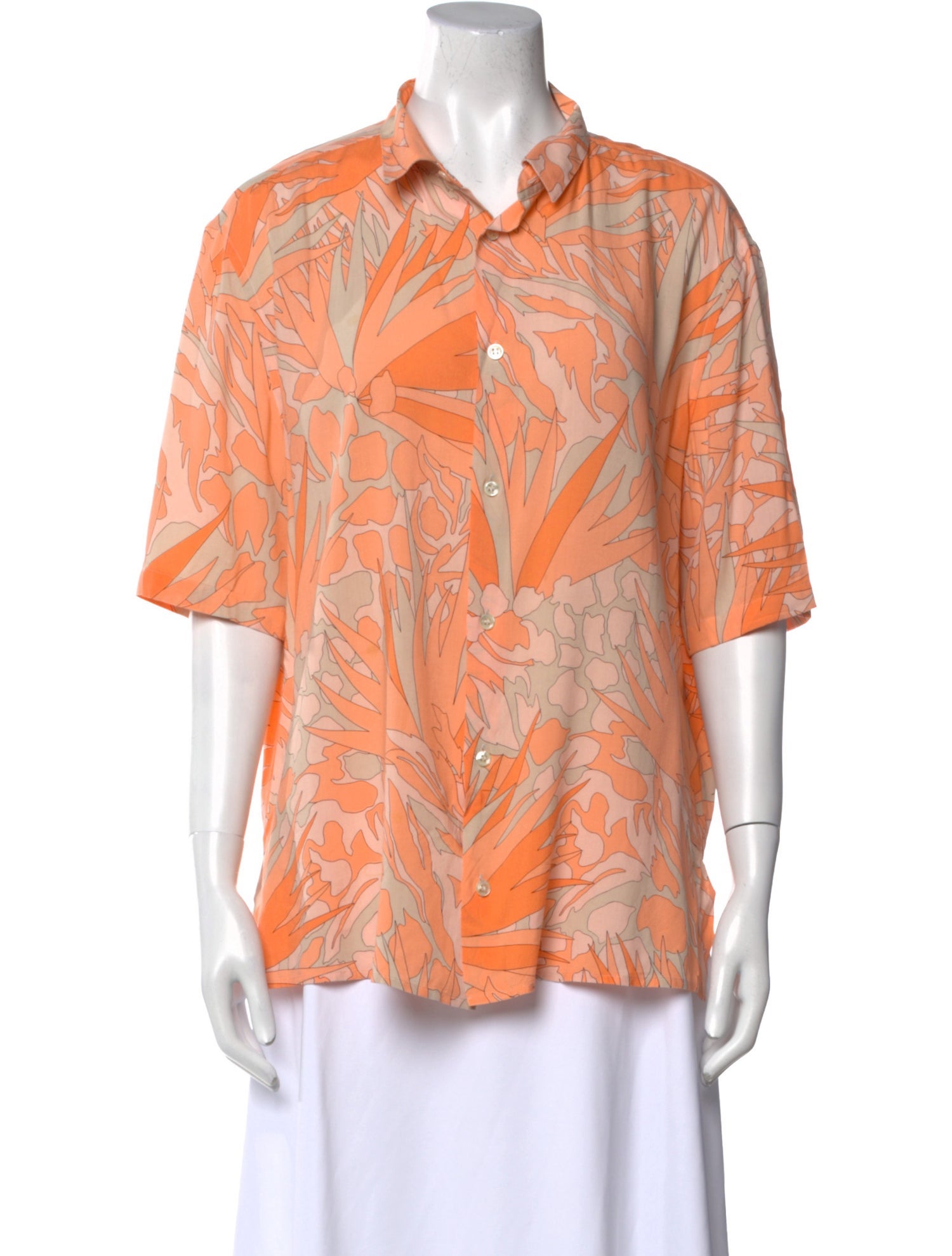 Saint Laurent Printed Short Sleeve Button-Up Top