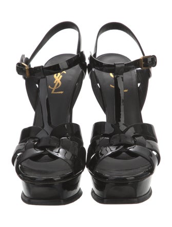 Saint Laurent Patent Leather T-Strap Sandals