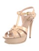 Saint Laurent Tribute Platform Sandals Patent Leather T-Strap Sandals